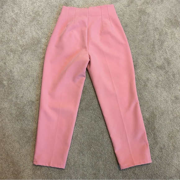Zara pink high waisted pronounced seam dress pants ankle length Sz M NWOT classy - Picture 4 of 13